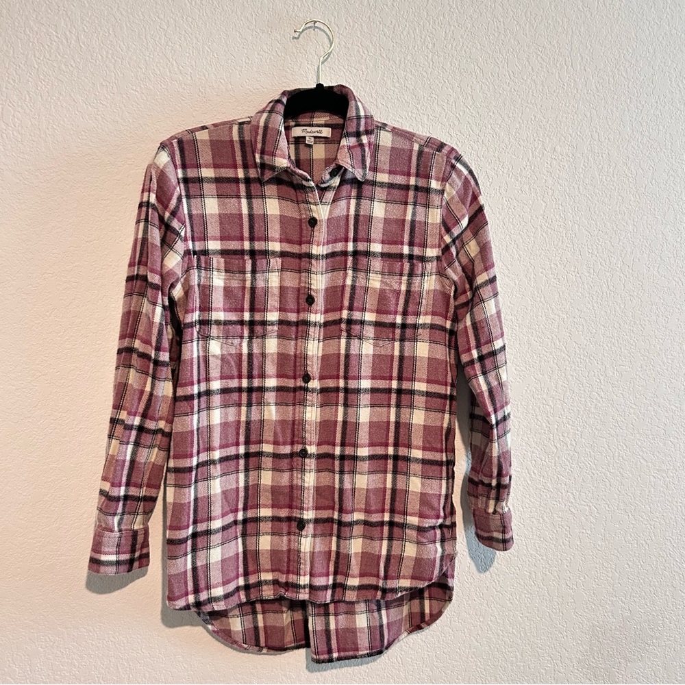 Madewell Pink Flannel Shirt XS Classic Ex-Boyfriend Shirt in Cornado Plaid